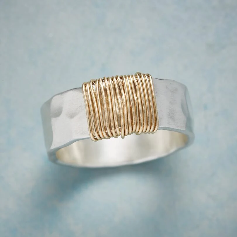Classic Sterling Silver Ring with Golden Details - Nocini