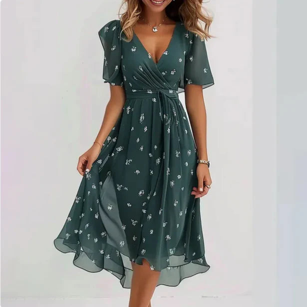 Chic Floral Print Maxi Wrap Dress