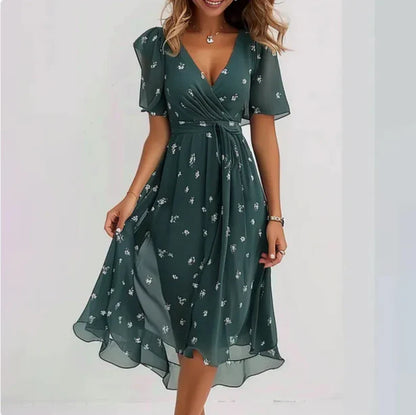 Chic Floral Print Maxi Wrap Dress