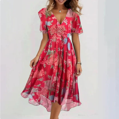 Chic Floral Print Maxi Wrap Dress