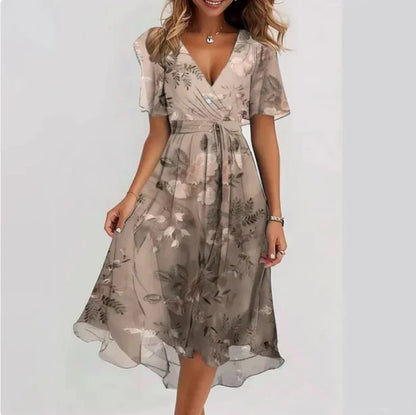 Chic Floral Print Maxi Wrap Dress