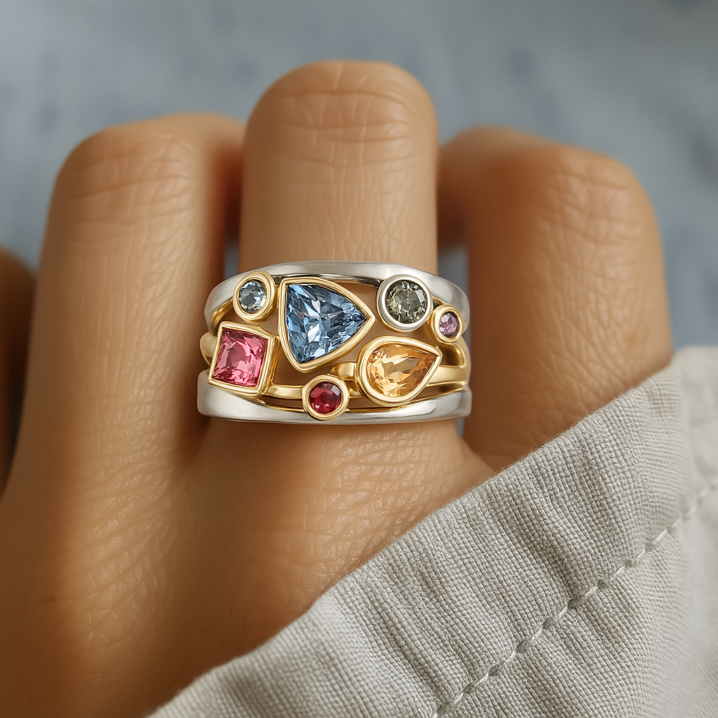 Colorful Gemstone Cocktail Ring - Nocini