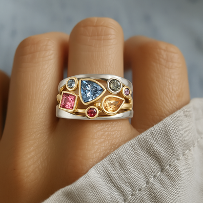 Colorful Gemstone Cocktail Ring - Nocini