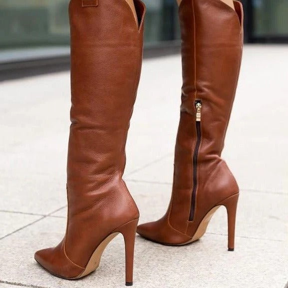 High Heel Ankle Boots with Side Zipper - Pexav