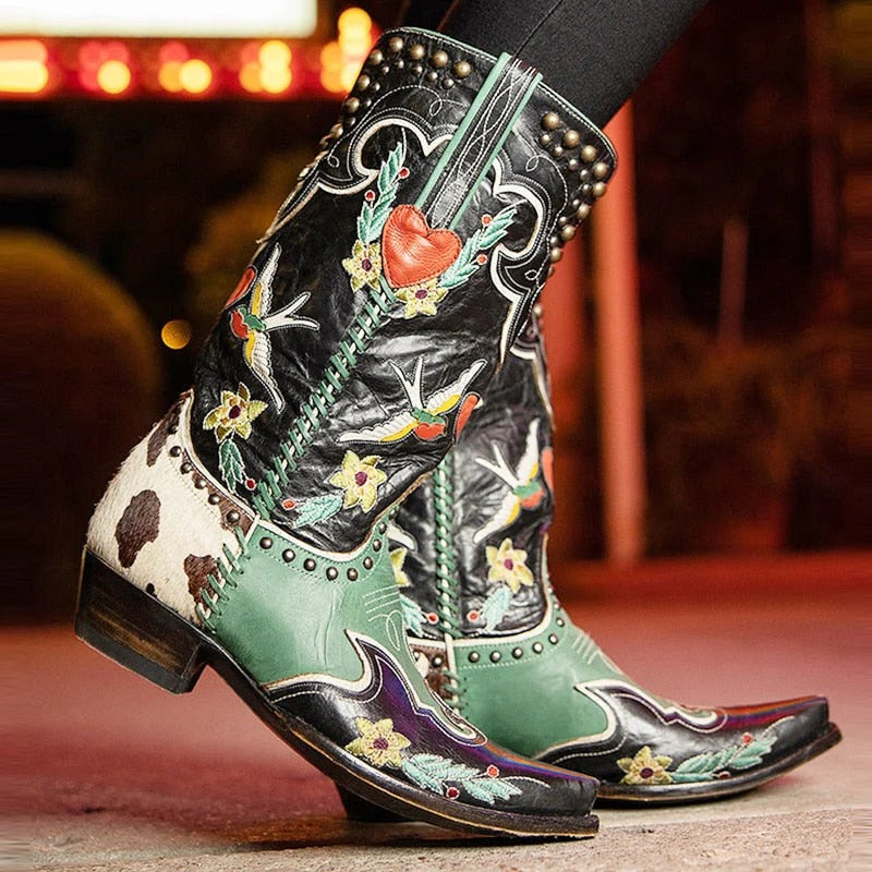 Rugged Cowboy High Heel Boots - Pexav