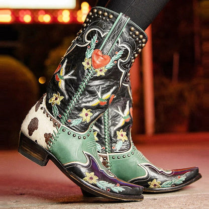 Rugged Cowboy High Heel Boots - Pexav