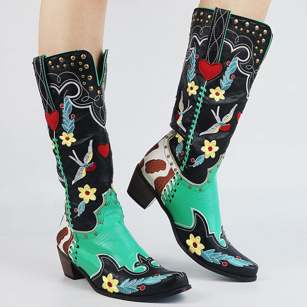 Rugged Cowboy High Heel Boots