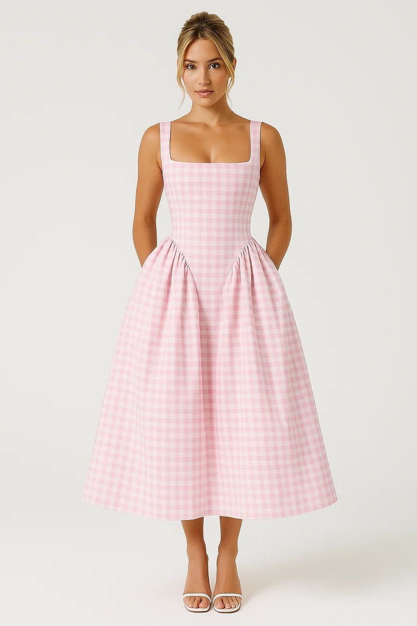 Classic Crew Neck Knee Length Dress - Pexav