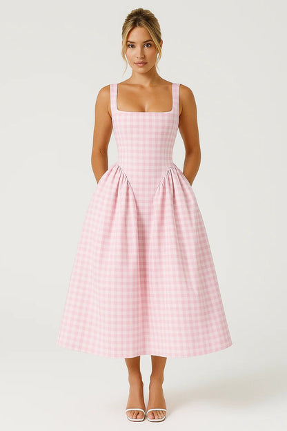 Classic Crew Neck Knee Length Dress - Pexav