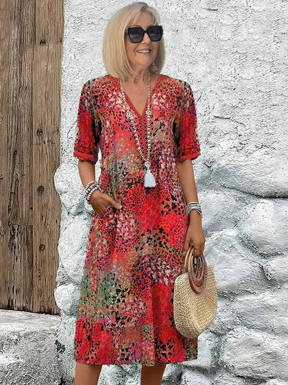 Ladies' Classic V Neck Dress - Pexav