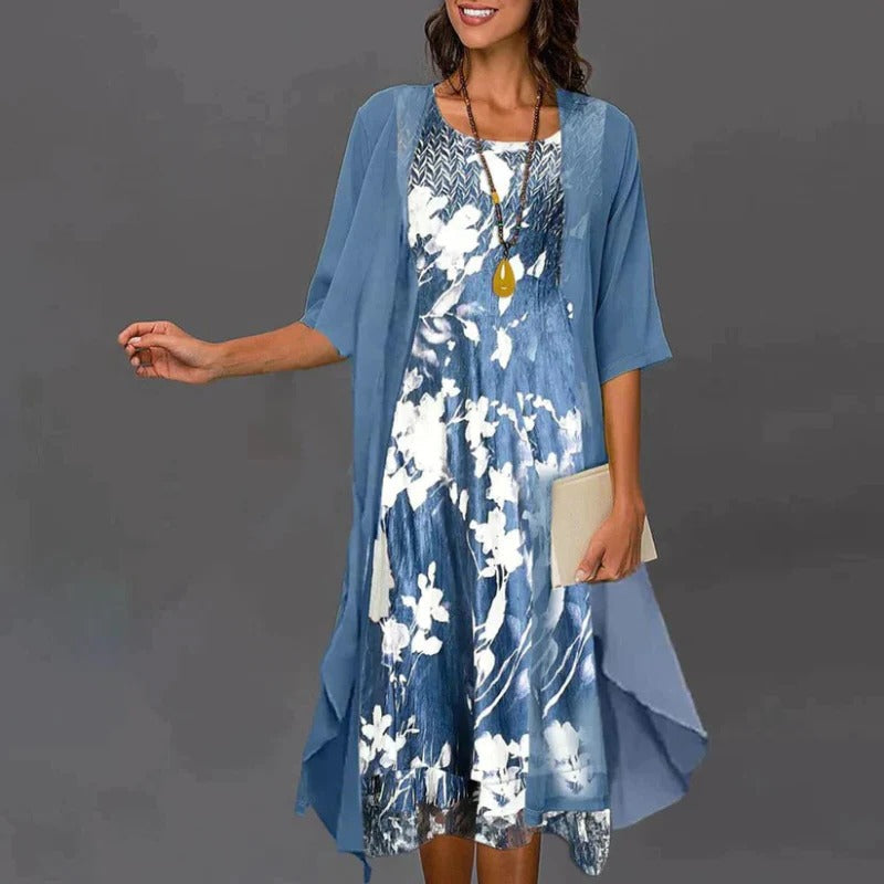 Ladies' Print Dress and Jacket - Pexav