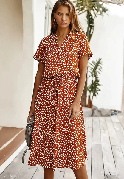Casual Knee Length Short Sleeve Dress