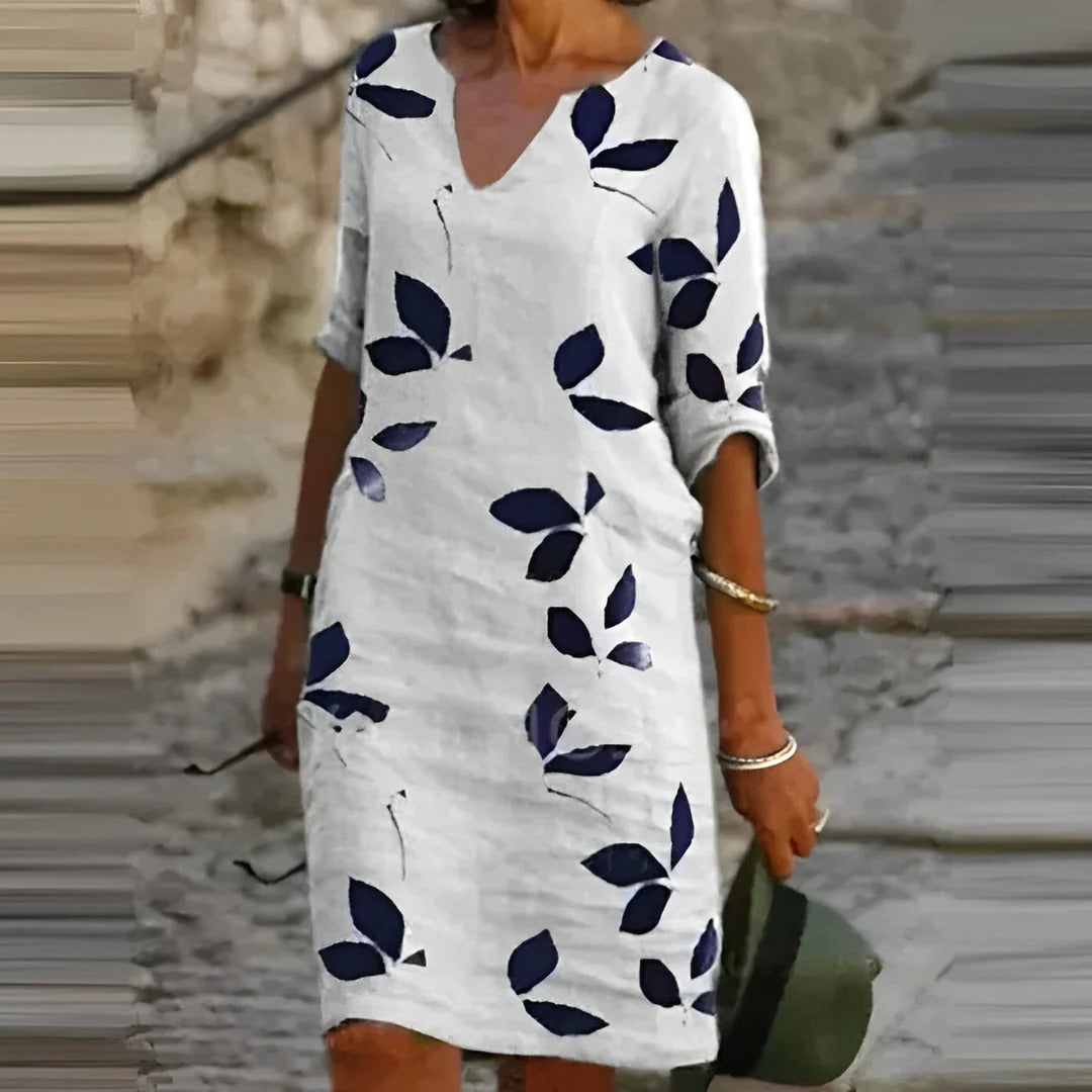 Flattering V Neck Fit Dress - Pexav