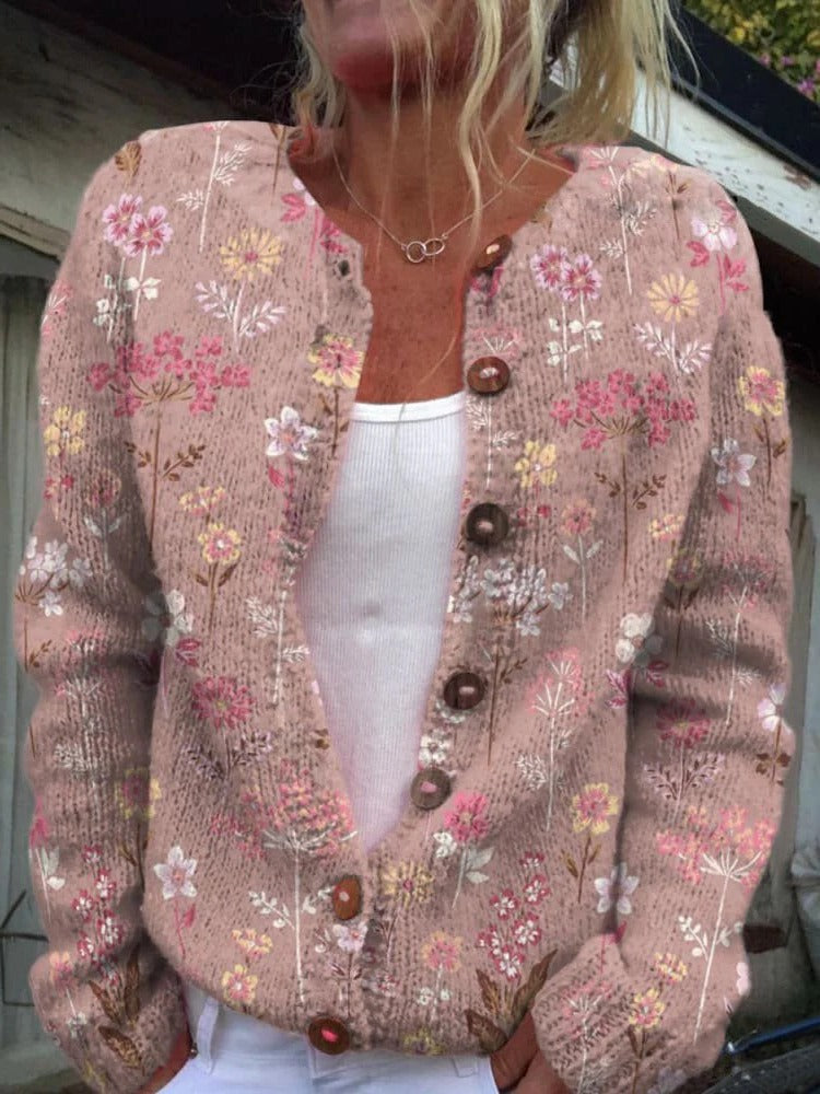 Classic Floral Open Cardigan