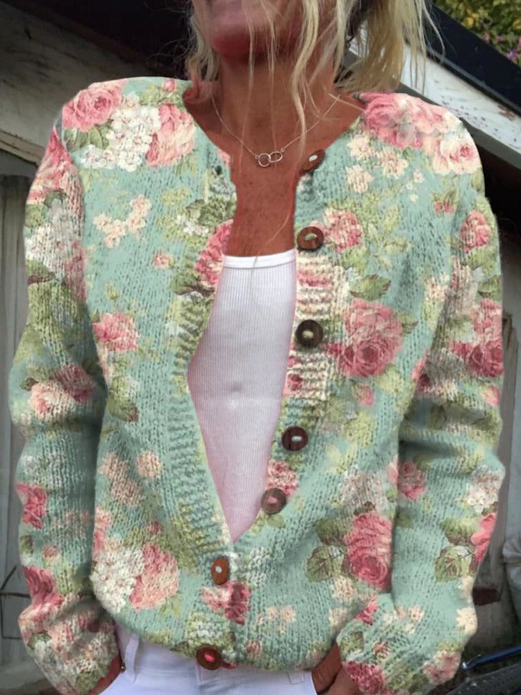 Classic Floral Open Cardigan