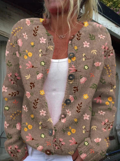 Classic Floral Open Cardigan