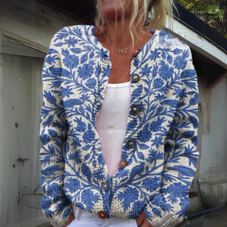 Classic Floral Open Cardigan - Pexav