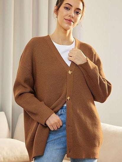 Relaxed Fit Open Front Cardigan
