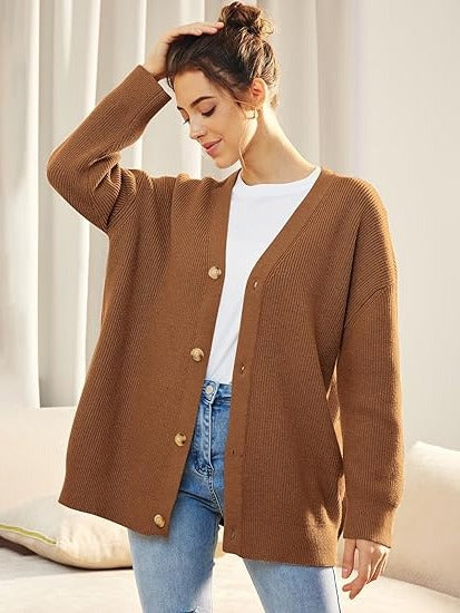 Relaxed Fit Open Front Cardigan