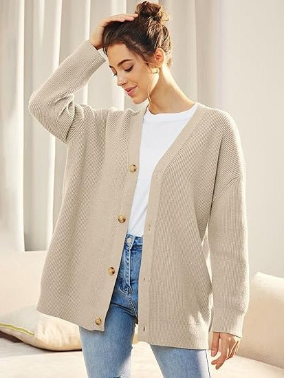 Relaxed Fit Open Front Cardigan