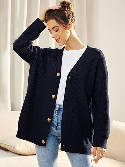 Relaxed Fit Open Front Cardigan