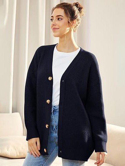 Relaxed Fit Open Front Cardigan - Pexav