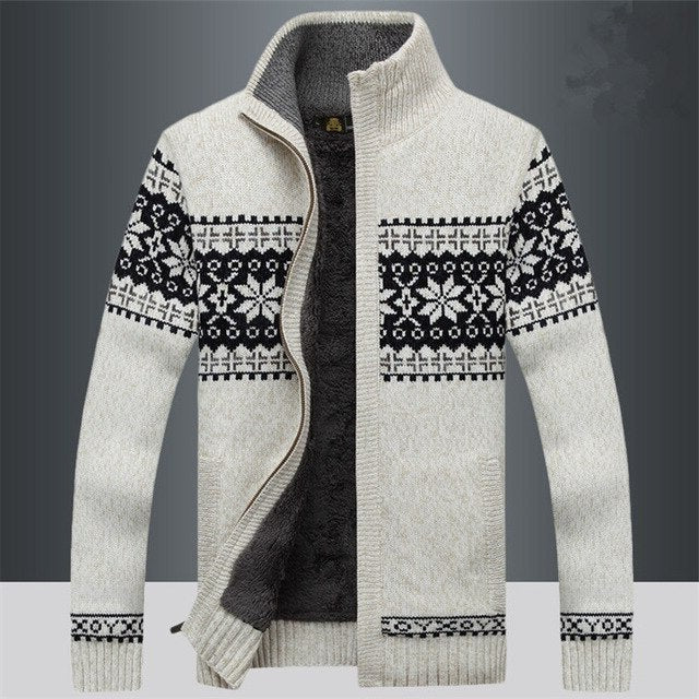 Warm Mens Cable Knit Coat