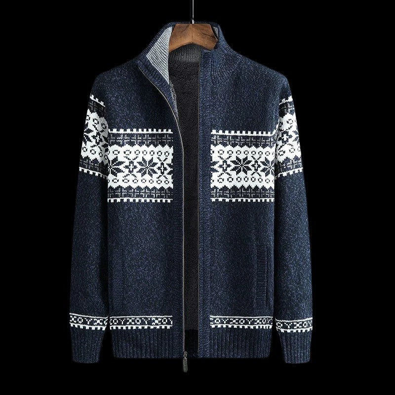 Warm Mens Cable Knit Coat - Pexav