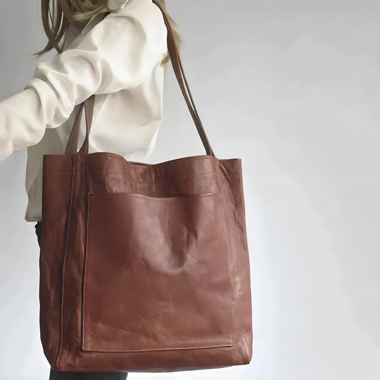 Luxurious Faux Leather Large Shoulder Bag