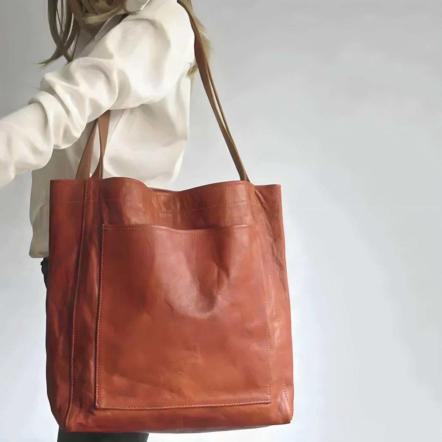 Luxurious Faux Leather Large Shoulder Bag