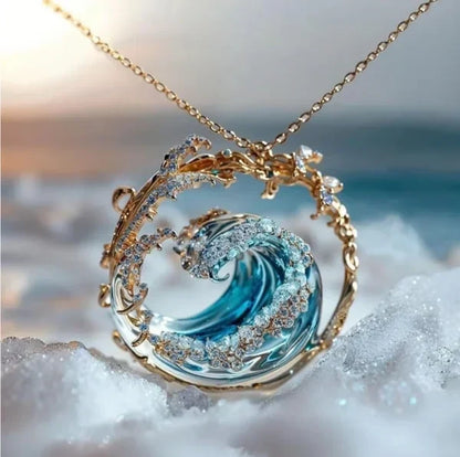 Calm Sea Glass Pendant Necklace - Nocini