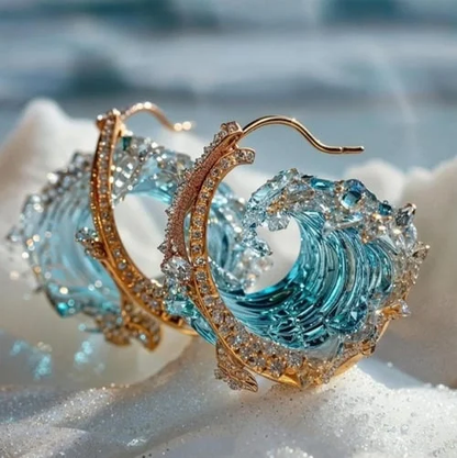 Trendy Ocean Wave Drop Earrings - Nocini