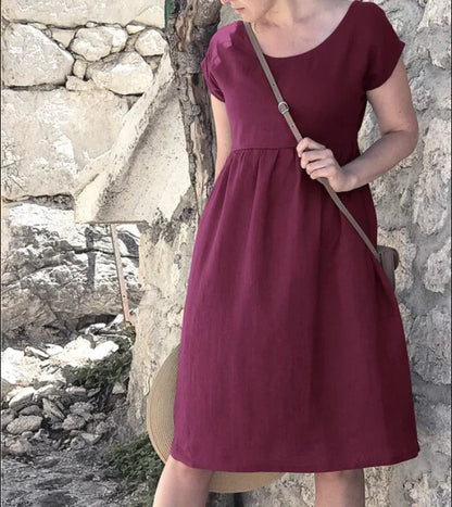Kendra | Women's Elegant Short Sleeve Midi Dress with Pockets