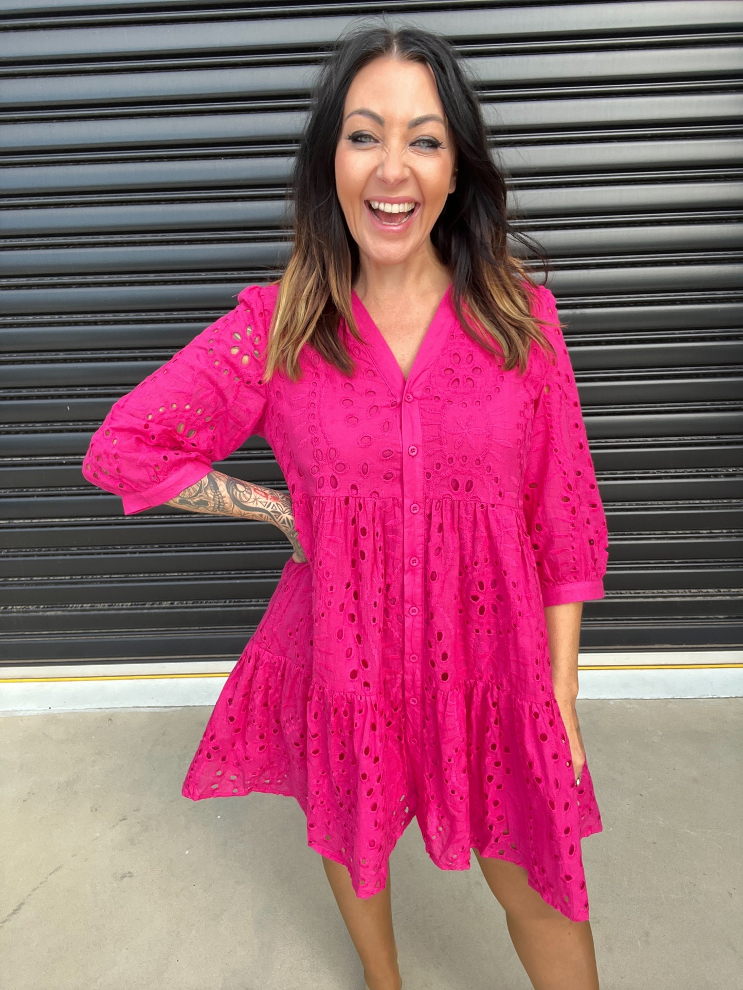 Elegant Ladies A-Line Dress with Buttons - Nocini