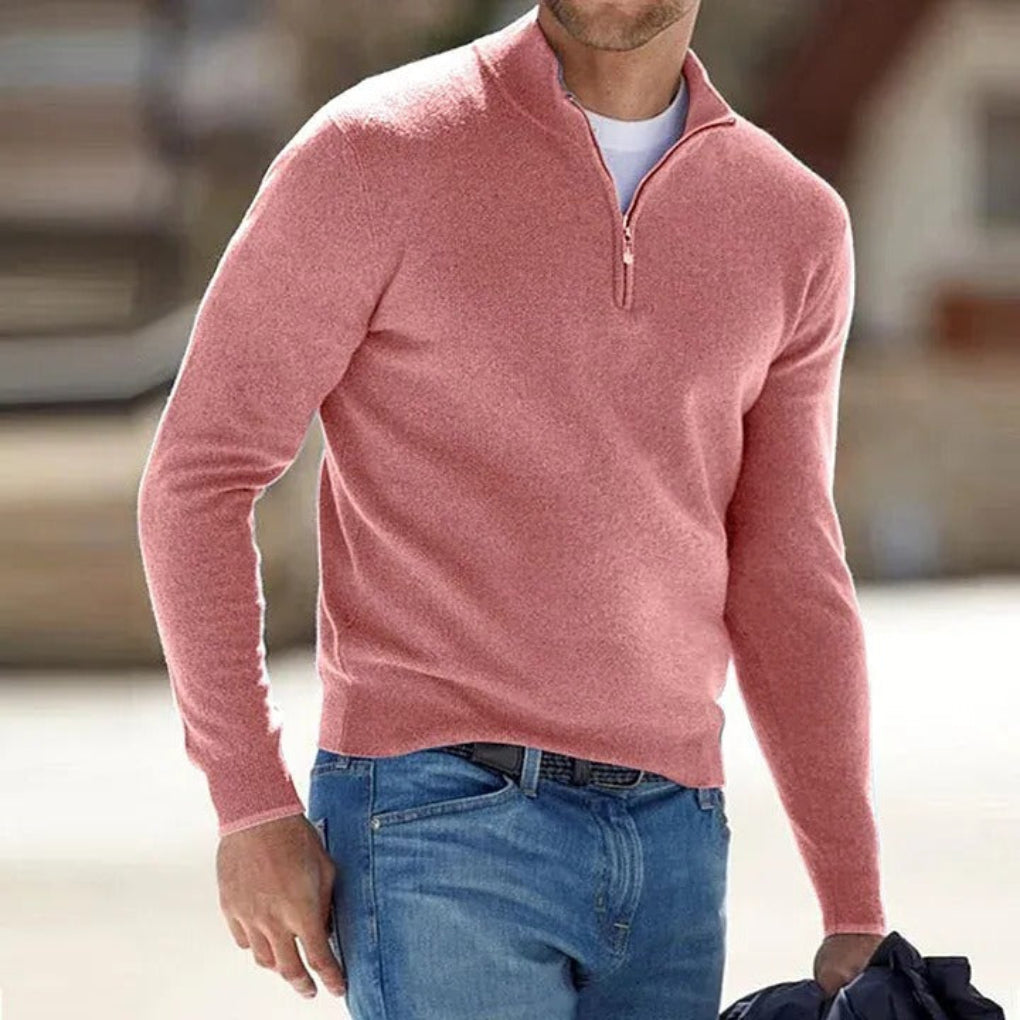 Classic Men's Wool Zip Sweater - Nocini