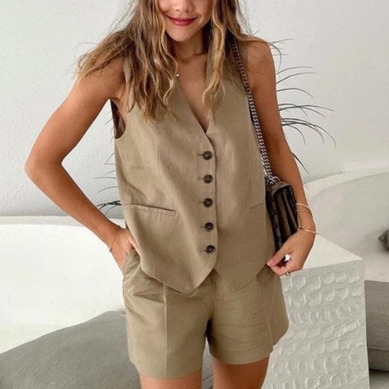 Slim Fit Women's Vest and Shorts Set - Nocini