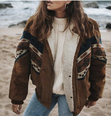 Cozy Aztec Sherpa Women's Jacket - Nocini