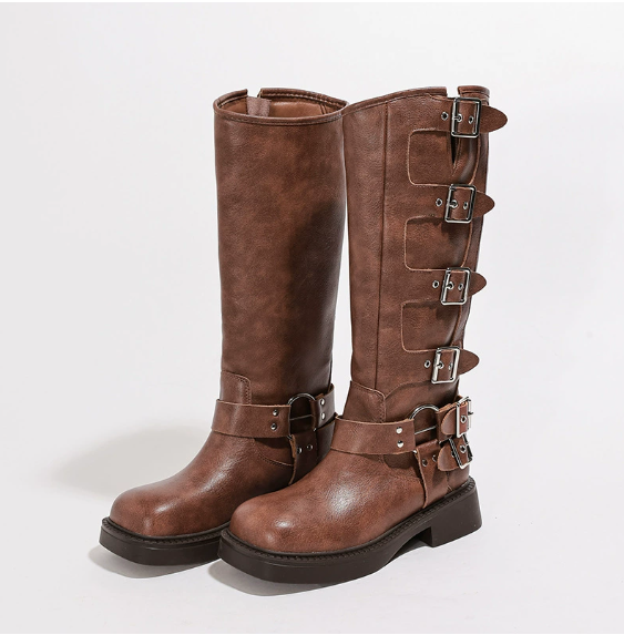 Brown Leather Ankle Boots - Olytrend