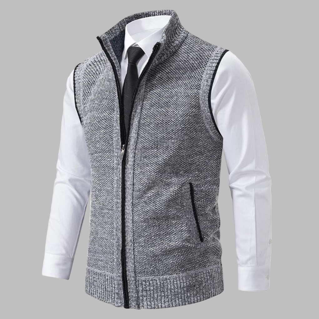 Men's Warm Crew Neck Zipper Vest