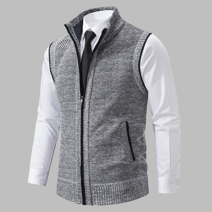 Men's Warm Crew Neck Zipper Vest