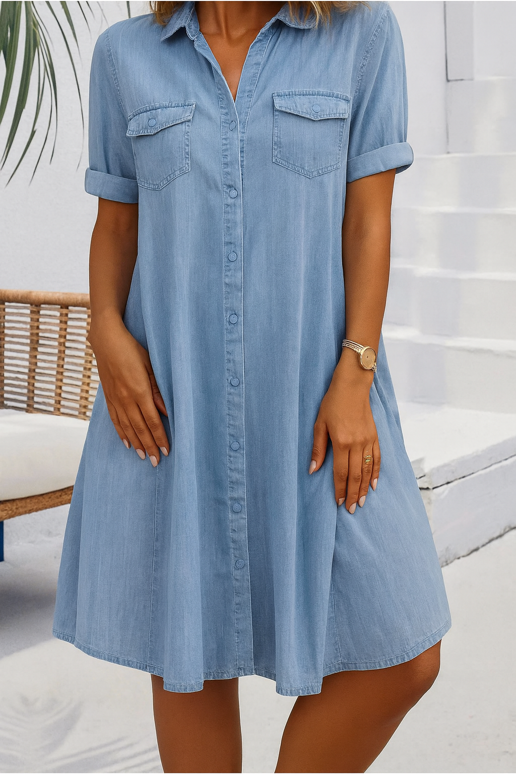 Slim Fit Blue Jeans Style Dress - Olytrend