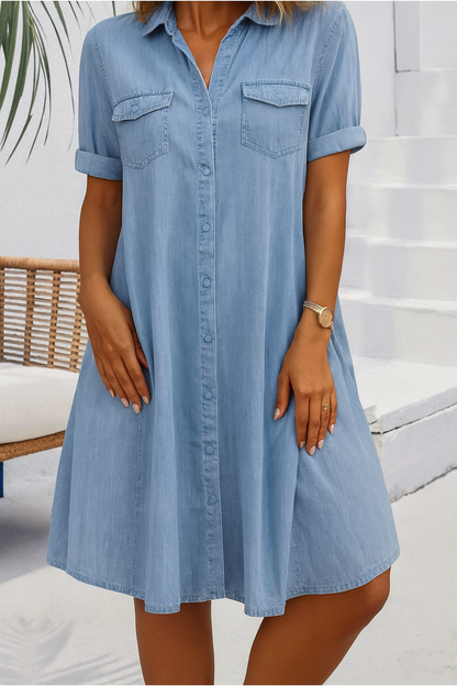Slim Fit Blue Jeans Style Dress - Olytrend