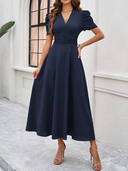 Flattering V-Neck A-Line Dress for Women