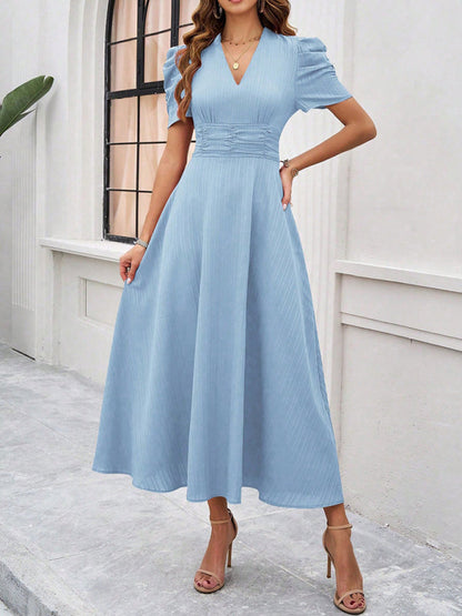Flattering V-Neck A-Line Dress for Women