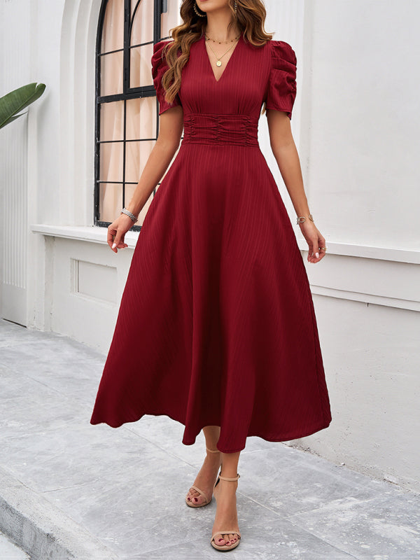 Flattering V-Neck A-Line Dress for Women - Nocini