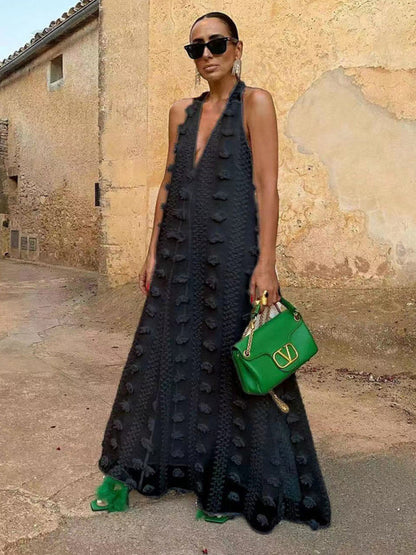 Flowy Maxi Dress for Women with Floral Details