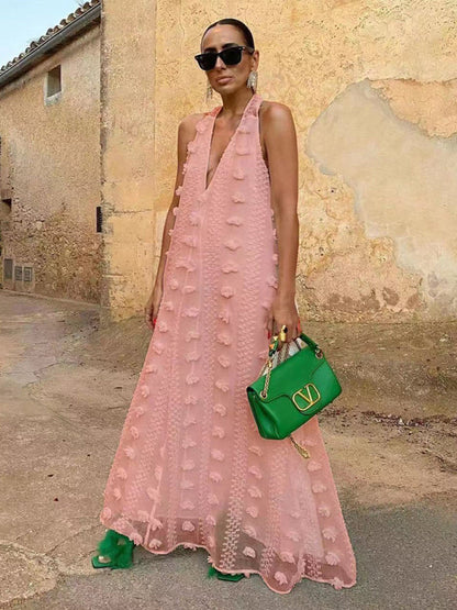 Flowy Maxi Dress for Women with Floral Details
