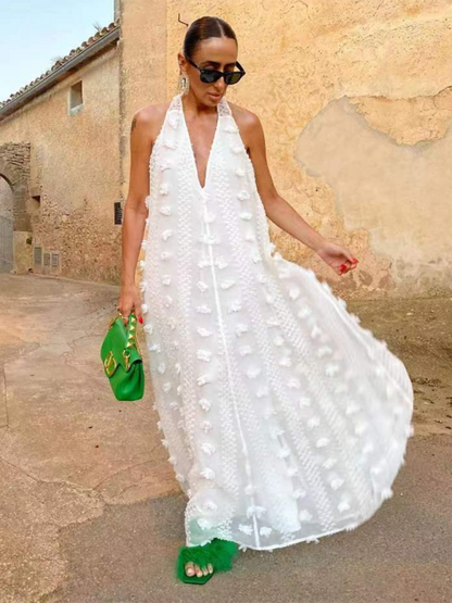 Flowy Maxi Dress for Women with Floral Details