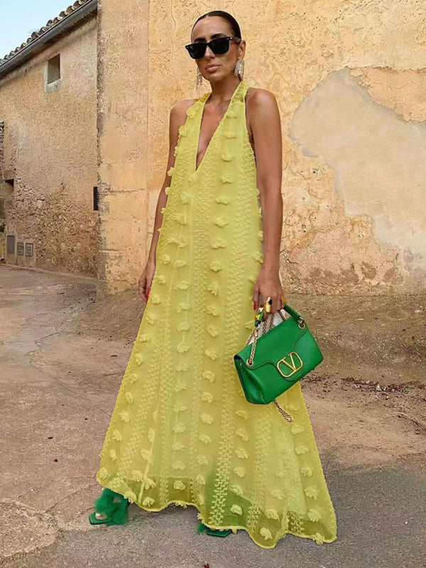 Flowy Maxi Dress for Women with Floral Details
