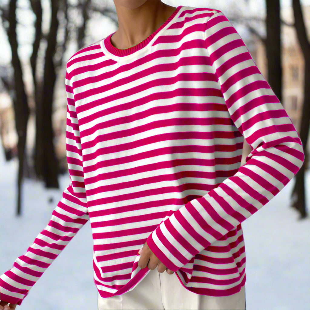 Casual Striped Cotton Tee for Women